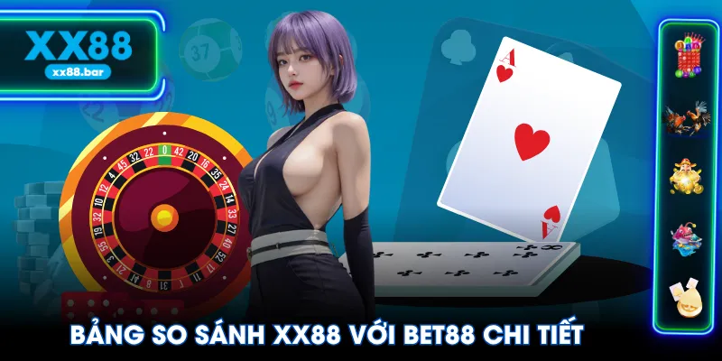 Bảng so sánh XX88 với BET88 chi tiết